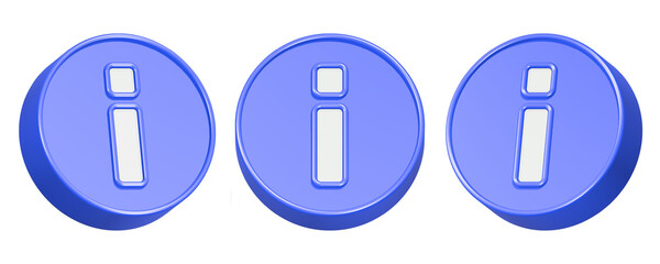 triple information icon 3d design in blue frame