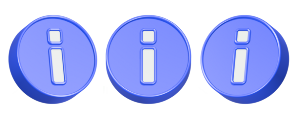 triple information icon 3d design in blue frame