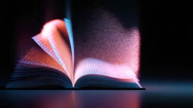 digital book glow in neon colors animation