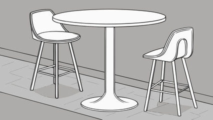 Modern round table and bar stools set for kitchen island or home bar furniture design concept idea