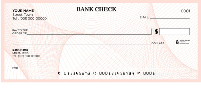  Printable Blank Bank Check Vector File with guilloche pattern