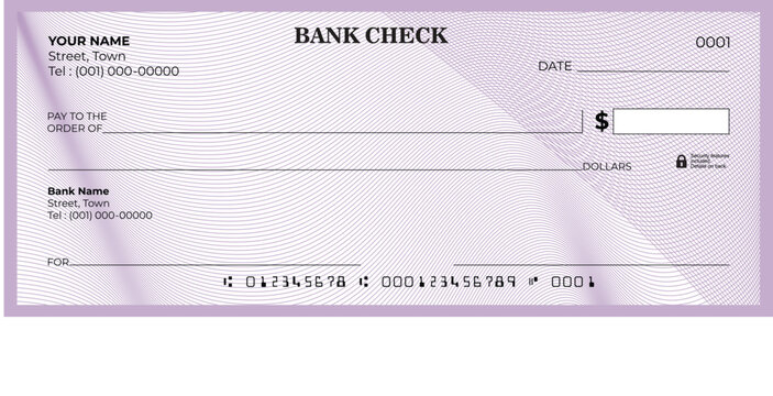  Printable Blank Bank Check Vector File with guilloche pattern