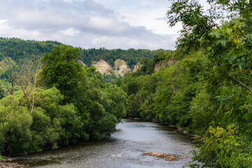 View over Werra River to Ebenauer K&ouml;pfe from Amt-Creuzburg, Germany, Landscape Orientation