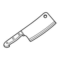 Black and white illustration of a meat cleaver with a hole at the top.