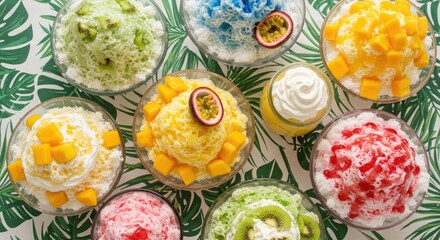 Treat your tastebuds to vibrant shaved ice desserts, a delightful assortment of colorful fruity flavors perfect for summer menus and tropical themed events