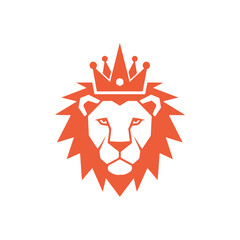 Orange Lion Head with Crown - A Symbol of Royalty and Strength.