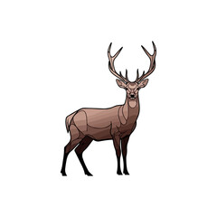 Naklejka premium Illustration of a brown deer with large antlers.