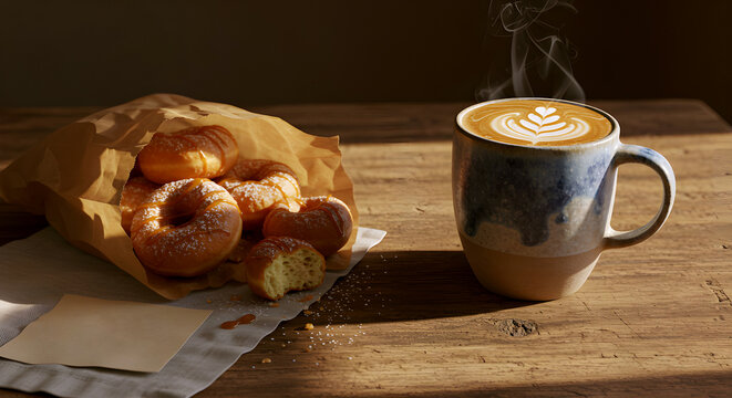 Life Donuts Cappuccino Rustic Morning Light