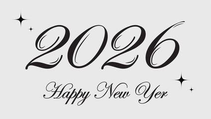 Happy new year 2026 design,2026 logo text design.  Abstract Hand drawn creative calligraphy vector logo design. flat design vector illustration.