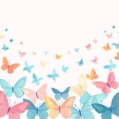 Colorful butterflies in flight on white background vector illustration