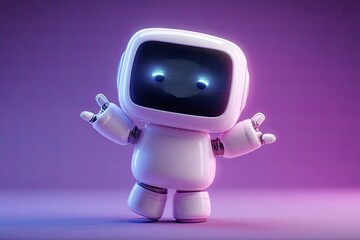 Playful robot figurine against gradient background