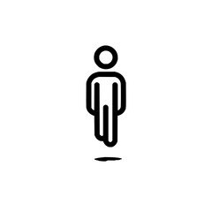 Obraz premium Stylized icon of a person with a circular head and rectangular body standing above a shadow outline