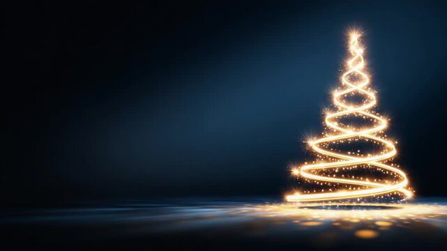 A Stunning Display of a Twinkling Christmas Tree Glowing in the Dark, Bringing Holiday Cheer with Its Sparkling Lights and Whimsical Shape, Perfect for Festive Celebrations