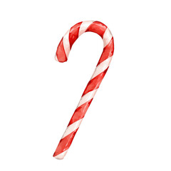 Festive candy cane with red and white stripes brings holiday cheer, ideal for Christmas cards, seasonal promotions, or sweet treat designs, adding a touch of whimsical delight