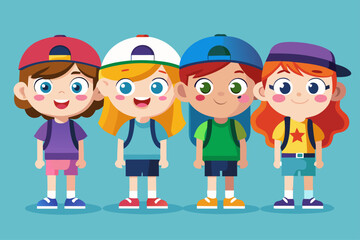 Fototapeta premium group of children with thumbs up