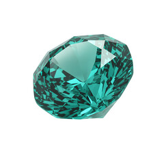 Teal faceted gem sparkles isolated on transparent or white background, PNG Format.