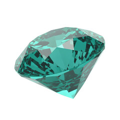 Teal faceted gem sparkles isolated on transparent or white background, PNG Format.