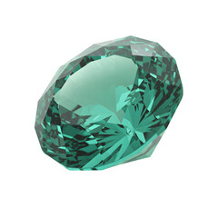 Teal faceted gem sparkles isolated on transparent or white background, PNG Format.