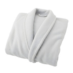 Luxurious plush white robe, softly draped and ready for relaxation. Ideal for spa, hotel, or comfort themes, isolated on a transparent/white background for versatile commercial use.