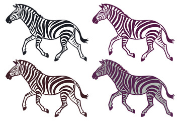 Obraz premium set of Zebra herd running silhouette illustration isolated 
