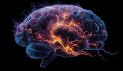 Abstract brain, glowing network