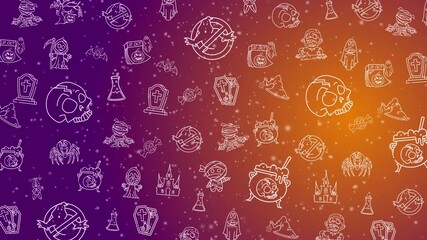Doodle halloween icons skulls ghosts and zombies pattern. Provide a fun spooky season vibe. Loop simple animation - Powered by Adobe