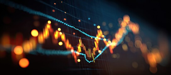 Financial chart showing a rising trend on a digital display