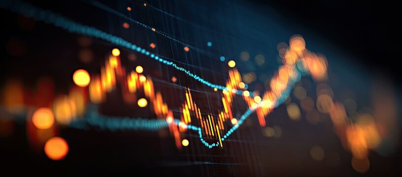Financial chart showing a rising trend on a digital display - Powered by Adobe