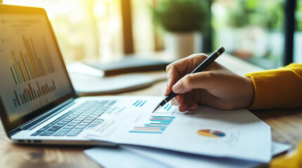 Close-up of designer using digital tablet with stylus at wooden desk near window, creating web layout surrounded by natural light and green plants. Concept of creativity, digital art, freelance work.