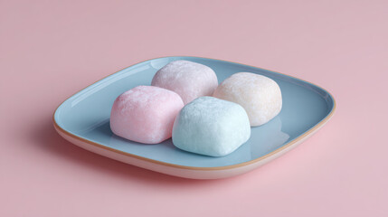 Minimalist mochi ice cream with smooth pastel surface, simple refined look