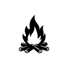 Camp fire silhouette vector flat illustration design.