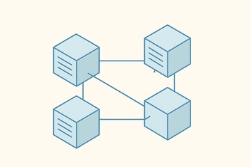 Fototapeta premium Blockchain or Decentralized Network of Interconnected Isometric Blocks