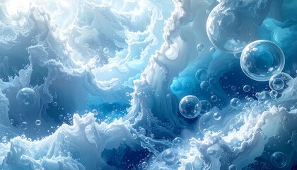Abstract Underwater Bubbles Dreamlike Scene.