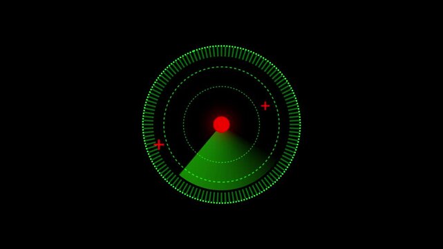 Digital radar screen infographic technology concept. Radar targets and futuristic user interface computer system animation HUD Signal transmitted Sonar radar.
