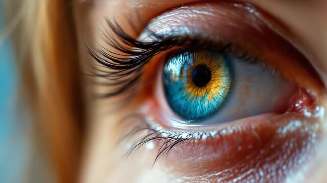 The Alluring Gaze - A Close-Up of a Captivating Blue and Gold Eye.
