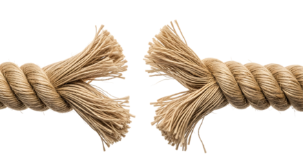 Broken Hemp Rope Symbolizing Strength Challenge and the End of Connection