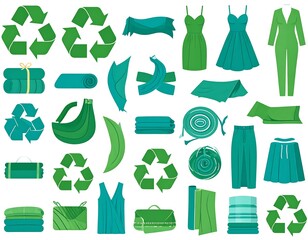 Sustainable Clothing and Recycling Icons.