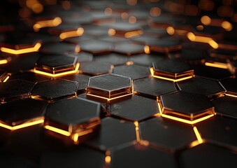 Abstract pattern of glowing hexagons