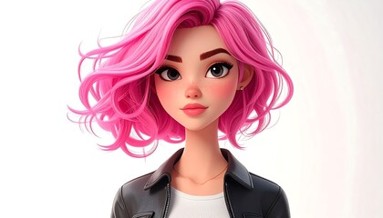 Focused Anime Girl with Pink Hair.