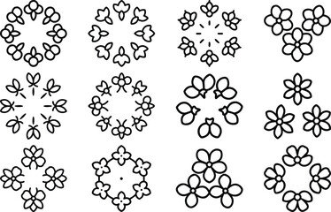 Elegant Black and White Flower Line Art Icons Bundle Floral Clipart Collection