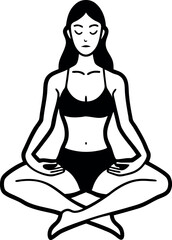 Yoga woman meditating in lotus pose vector illustration