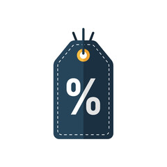 Dark Blue Price Tag with Percentage Symbol for Sales and Discounts.