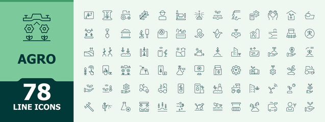 Agro icon set. Vector outline icons collection. Garden icon. Contains outline symbols like farming, garden, land, gardening, farm and more. © icogrid