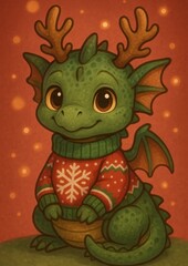 Fototapeta premium Cute festive dragon illustration