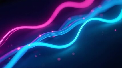 Video Close-up shot of a neon wave on a black background, great for use in science fiction or futuristic designs - Powered by Adobe