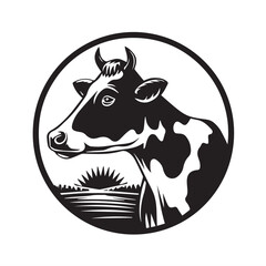 Dairy farm cow logo vector design for milk and organic product branding