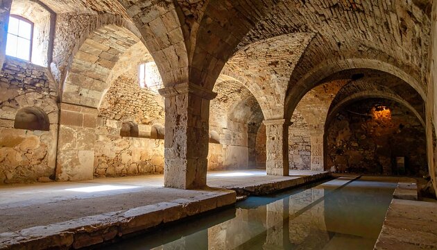 Ancient Roman Baths Interior Architecture. - Powered by Adobe