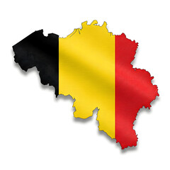 Obraz premium Belgium Map with Flag Isolated on White Background
