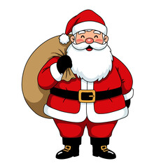 santa claus with a bag with white background