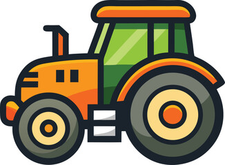 Flat and Minimal Tractor Mascot Logo Vector Illustration